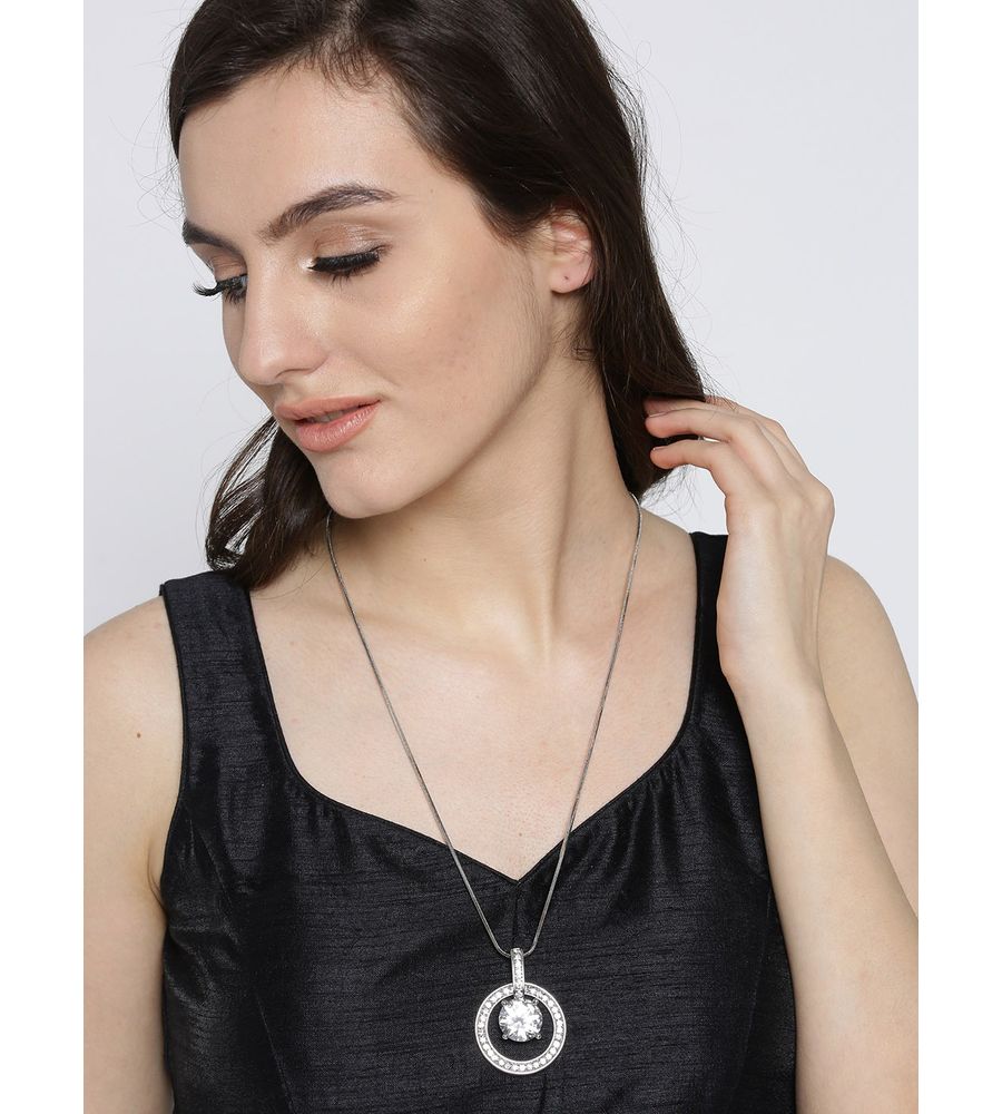 YouBella Silver-Plated Stone-Studded Necklace